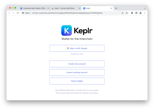 Create Keplr Account